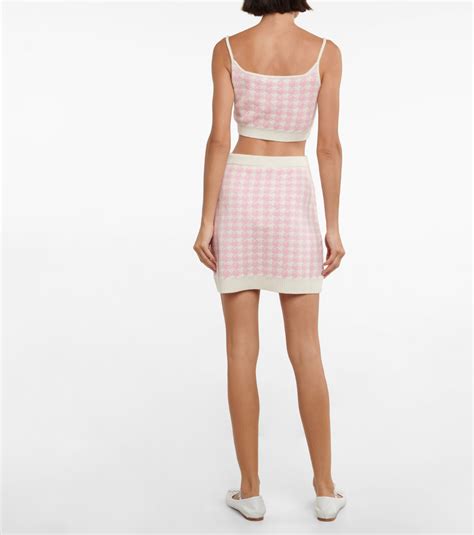 Houndstooth cashmere miniskirt in pink 